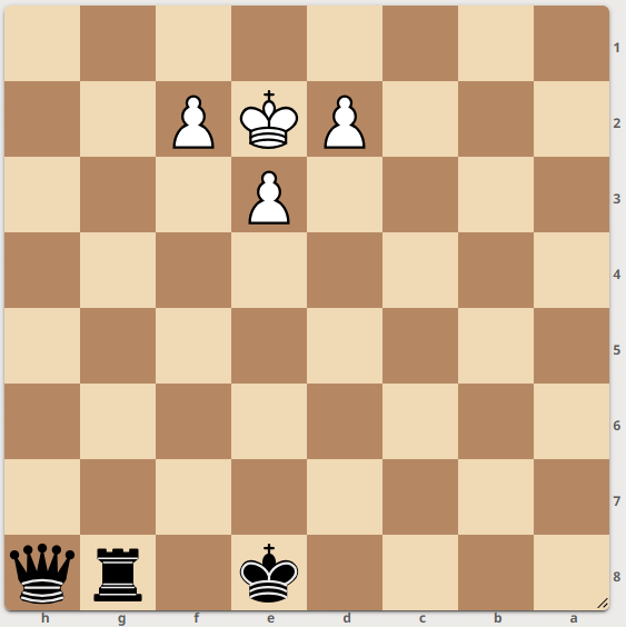 Expanded challenge — additional pieces and pawns complicate the conversion
